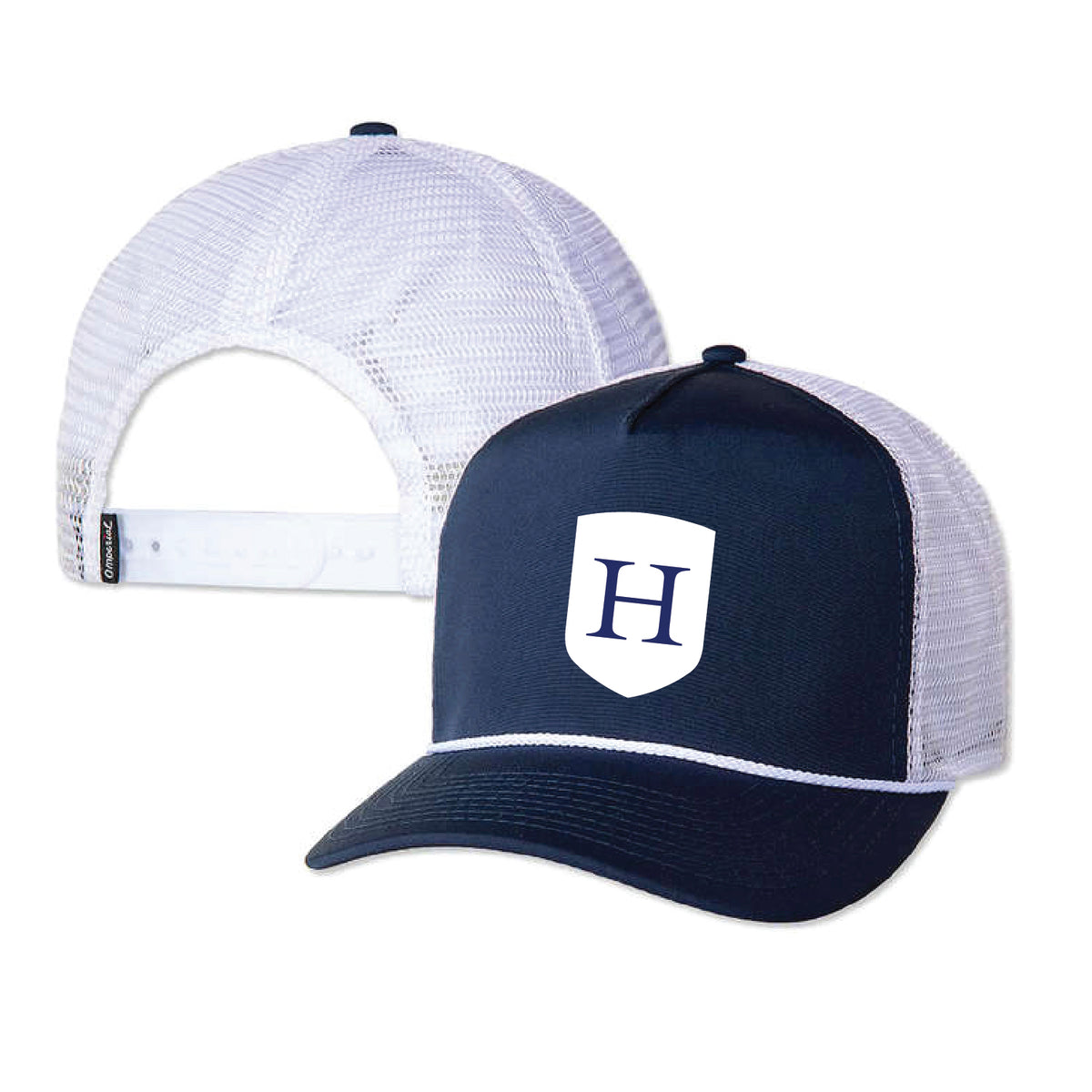 ROPE TRUCKER HAT | NAVY WITH SHIELD