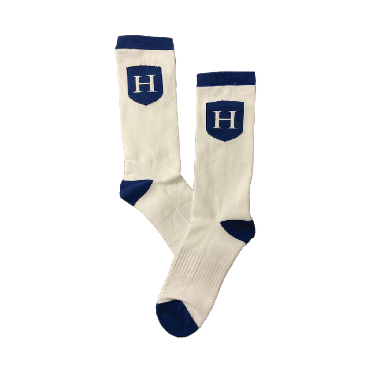 WHITE CREW SOCKS | NAVY CREST