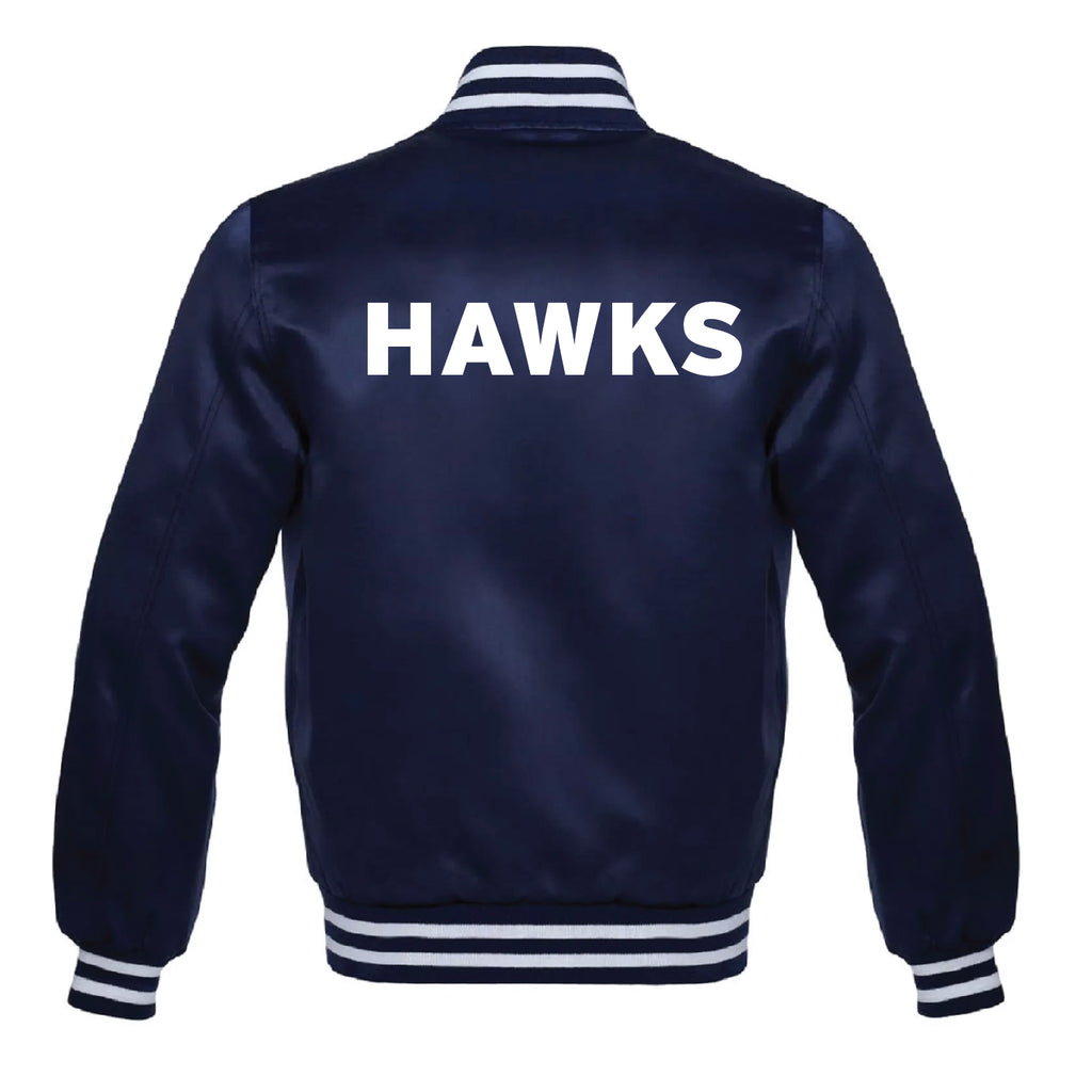 SATIN BASEBALL JACKET | NAVY